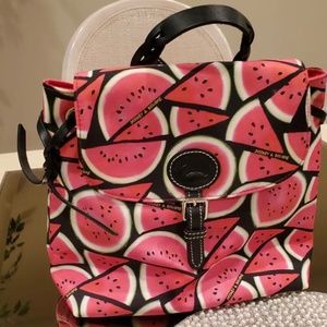 Dooney & Brooke backpack watermelon, braided leather accents, NEW
